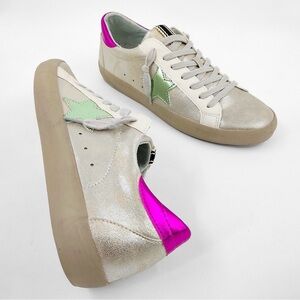 SHUSHOP Silver Distressed PAULA Star Sneaker NIB 6M